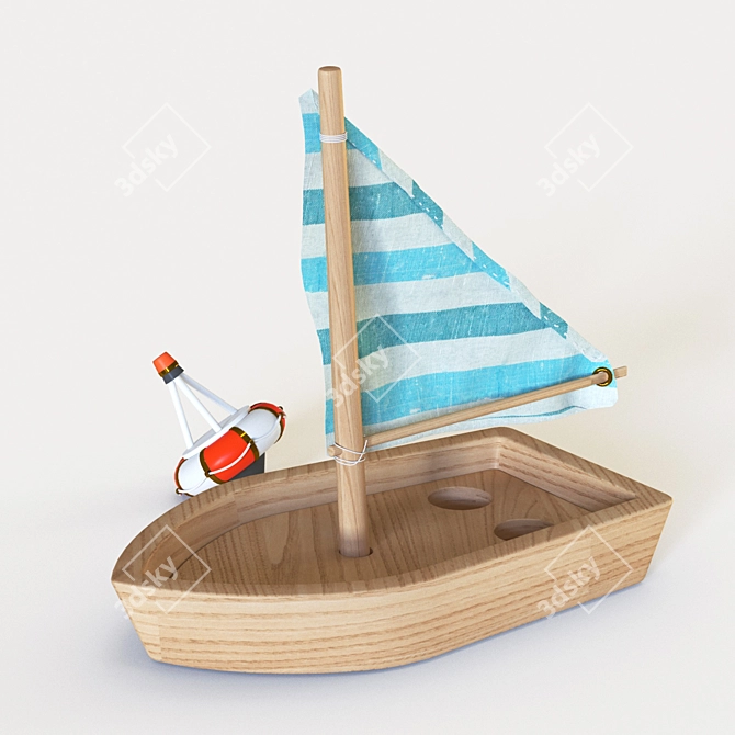 Wooden Sailboat Toy - 16*8*14 cm 3D model image 3