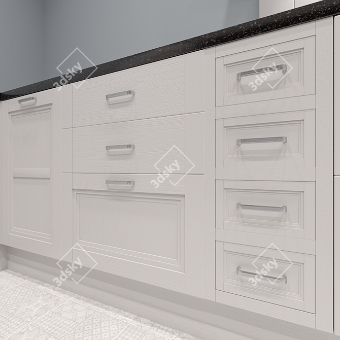 Elegant English Style: Manchester Wood Panel 3D model image 2