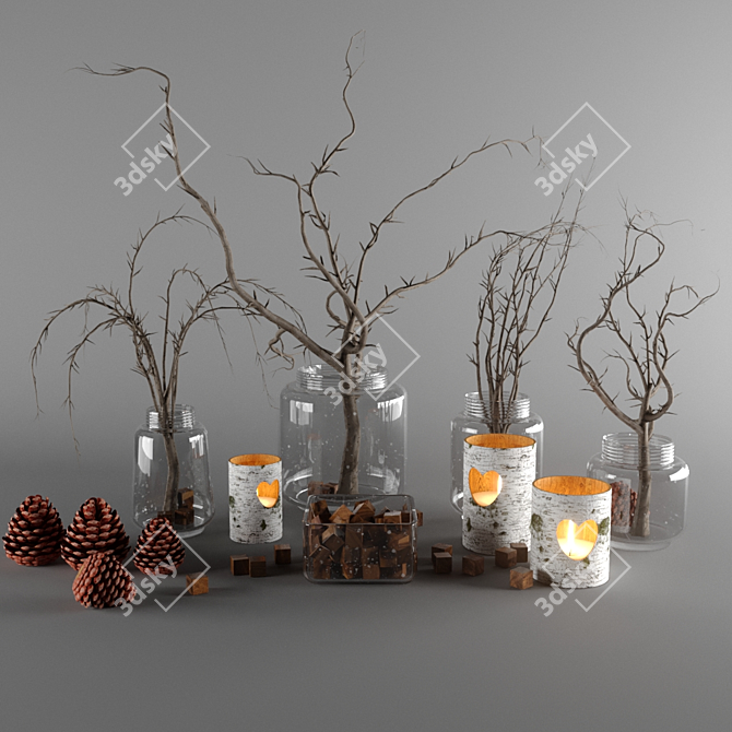 Title: Autumn Glow Rustic Decor Set 3D model image 1