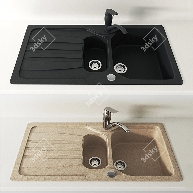 Franke Calypso COG 651 - Graphite & Beige Kitchen Sink 3D model image 1