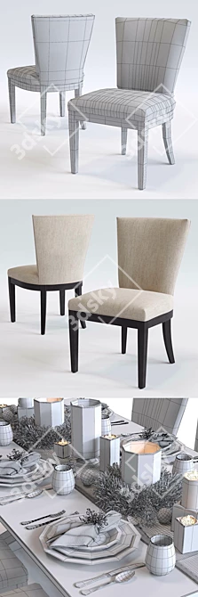 Clayton Armchair & Winnetka Table Set 3D model image 3