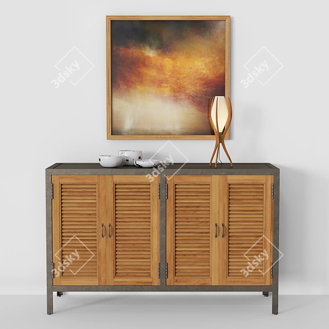 Holbrook Shutter Sideboard: Stylish Acacia Wood Storage 3D model image 1