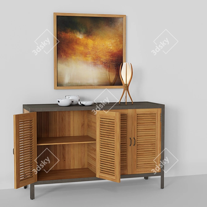 Holbrook Shutter Sideboard: Stylish Acacia Wood Storage 3D model image 2