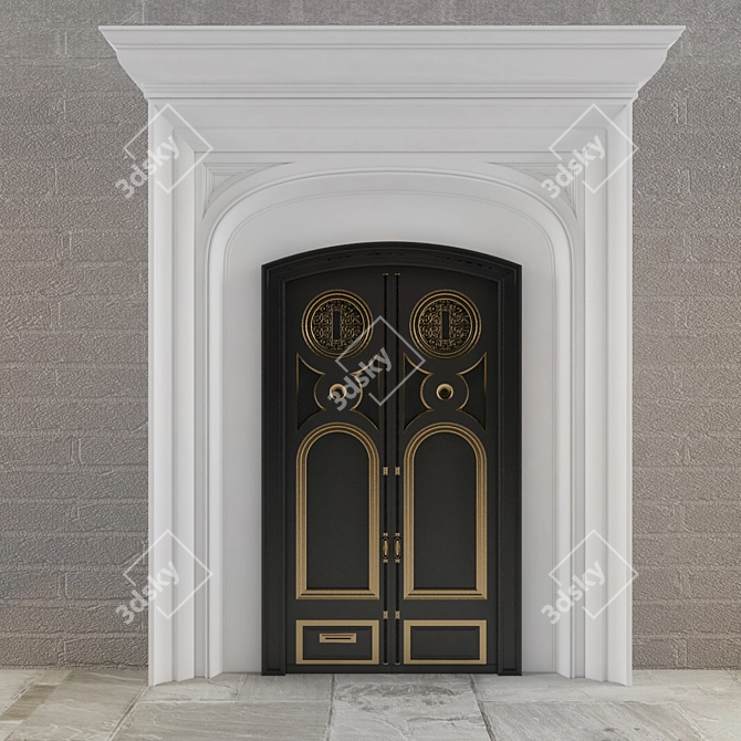 Classic English Entrance Door 3D model image 1