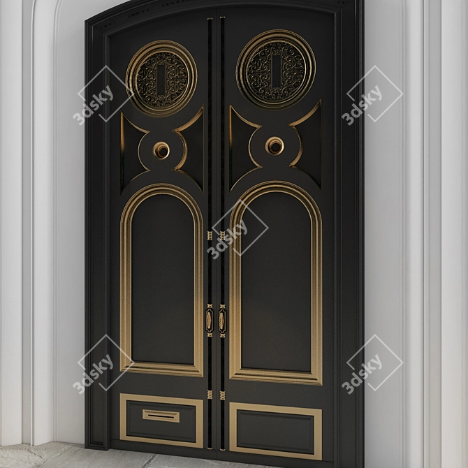 Classic English Entrance Door 3D model image 2