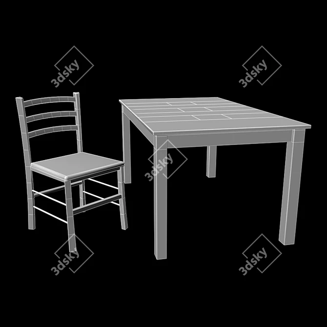 Modern Wood and Glass Dining Set 3D model image 3