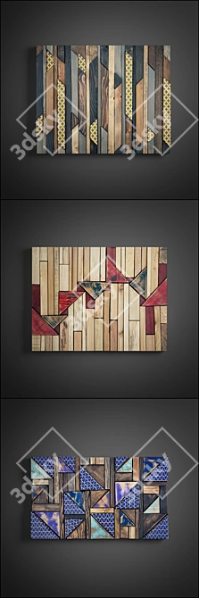 Vintage Wood Panel Art 3D model image 2