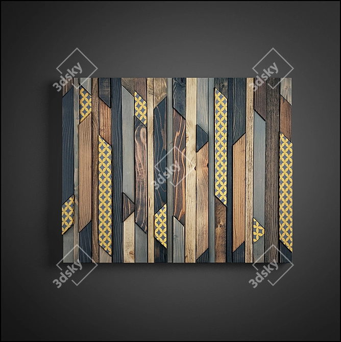 Vintage Wood Panel Art 3D model image 4