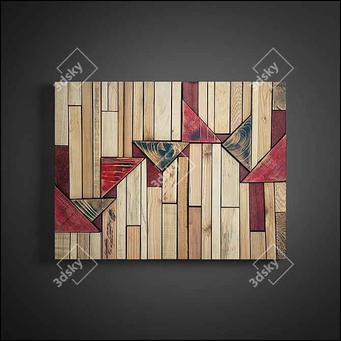 Vintage Wood Panel Art 3D model image 5