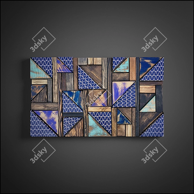 Vintage Wood Panel Art 3D model image 6