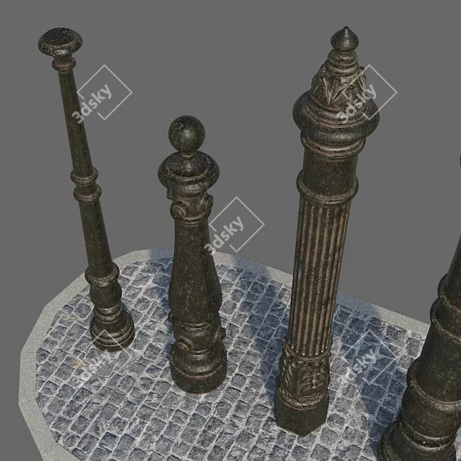 Title: Iron Fence Poles: Baranowski GV Motives 3D model image 2