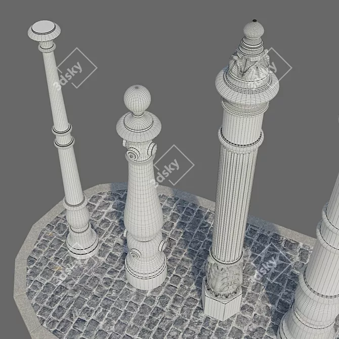 Title: Iron Fence Poles: Baranowski GV Motives 3D model image 3