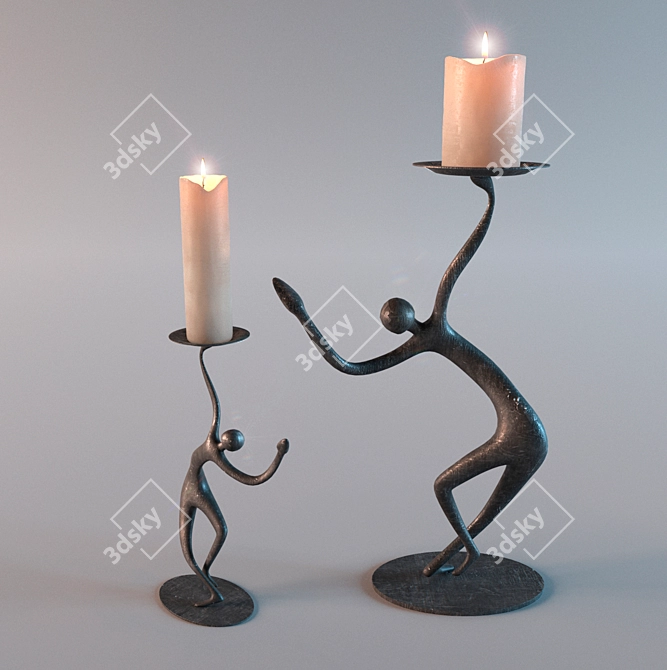 Metal African Candlestick 3D model image 1