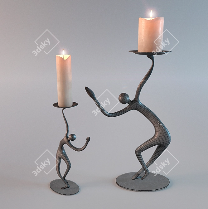 Metal African Candlestick 3D model image 2