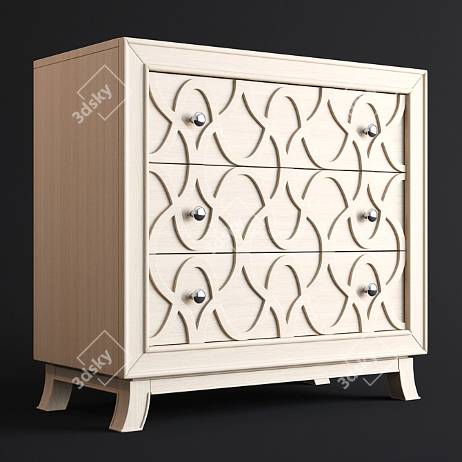 Trinity 3-Drawer Chest: Elegant Storage Solution 3D model image 1