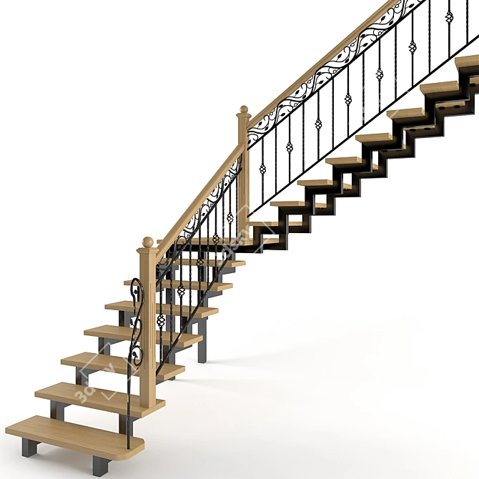 Forged Patina Staircase - Premium Design 3D model image 1