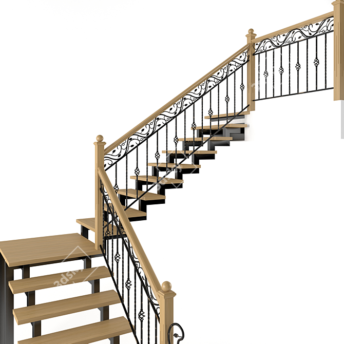 Forged Patina Staircase - Premium Design 3D model image 2