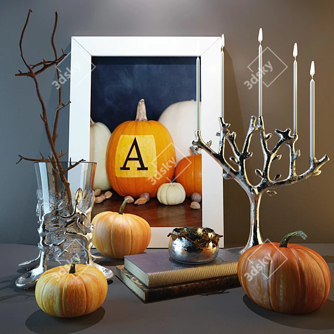 Festive Fall Pumpkins Decor Set 3D model image 1