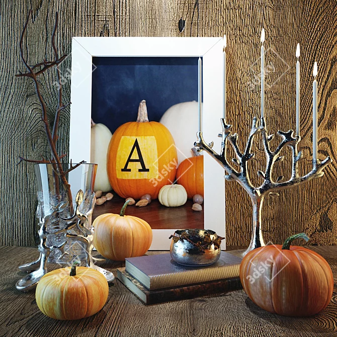 Festive Fall Pumpkins Decor Set 3D model image 3