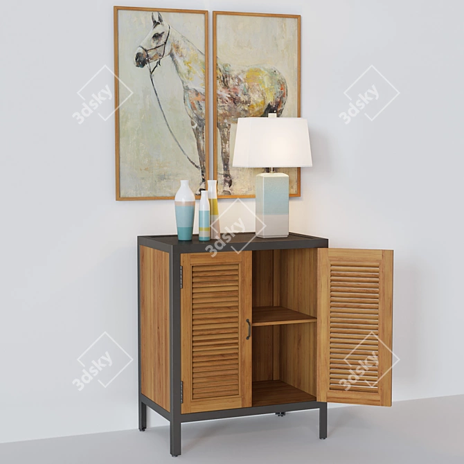 Holbrook Sideboard: Single Shutter Doors & Decor 3D model image 2