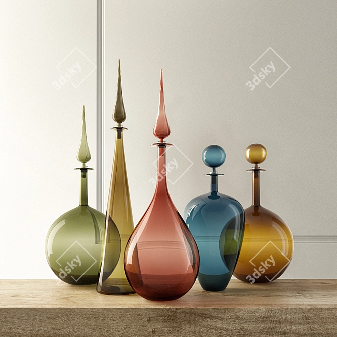 Elegant Joe Cariati Glass Bottles 3D model image 1