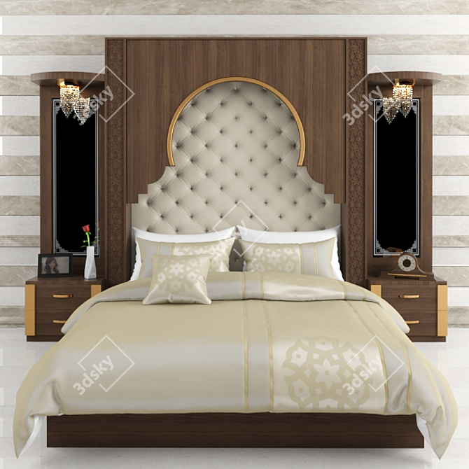 Elegant Andalusian Bed 3D model image 1