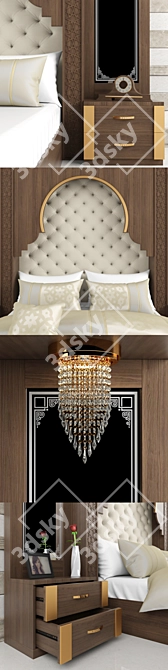 Elegant Andalusian Bed 3D model image 2