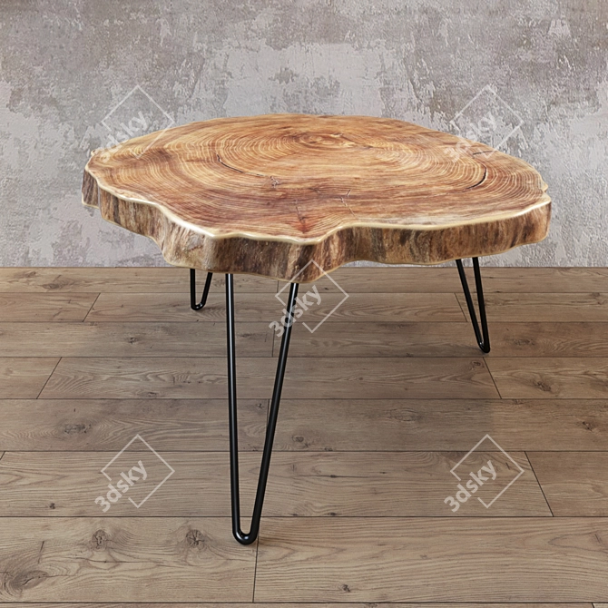 Title: Rustic Slab Wood Coffee Table 3D model image 1