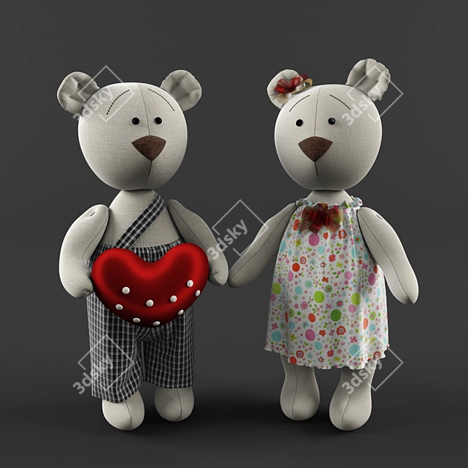 Cuddly Bears: 50cm Height 3D model image 1