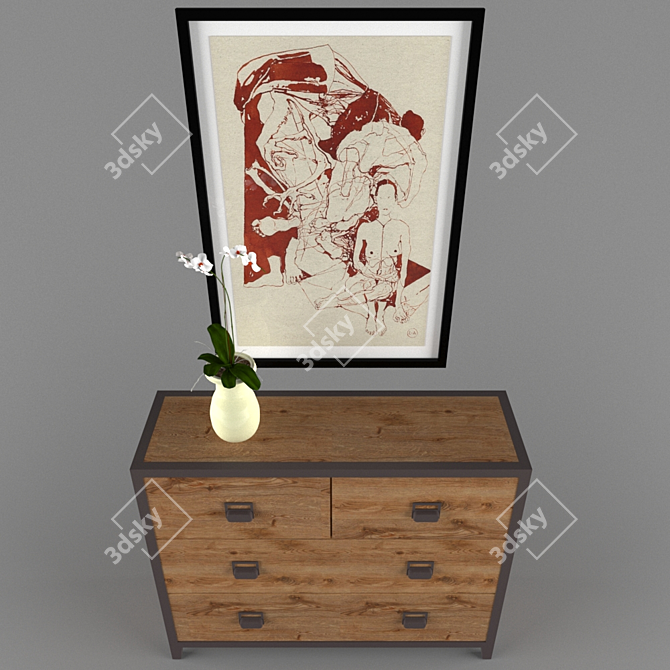 Industrial Iron Loft Dresser 3D model image 3