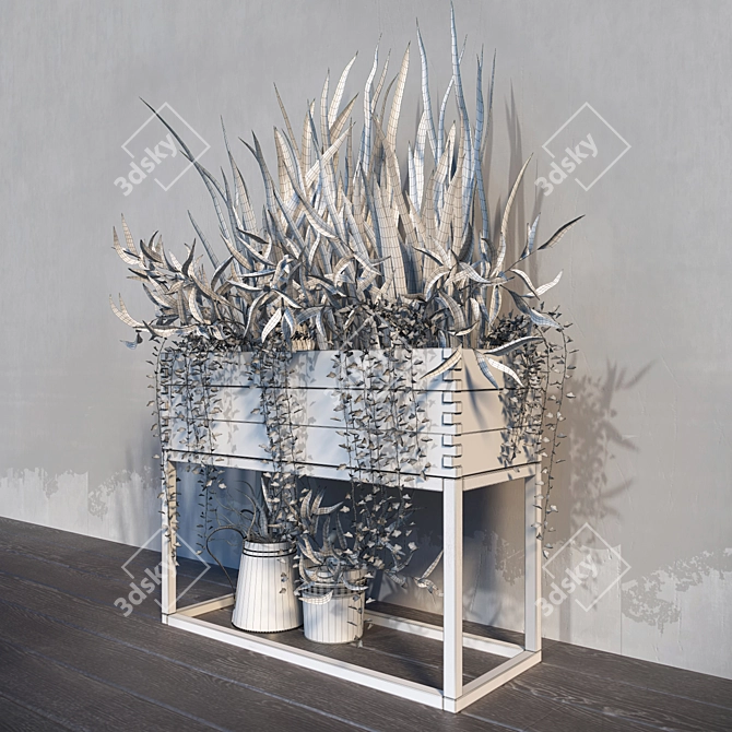 Terrace Oasis: Decorative Plant Set 3D model image 3