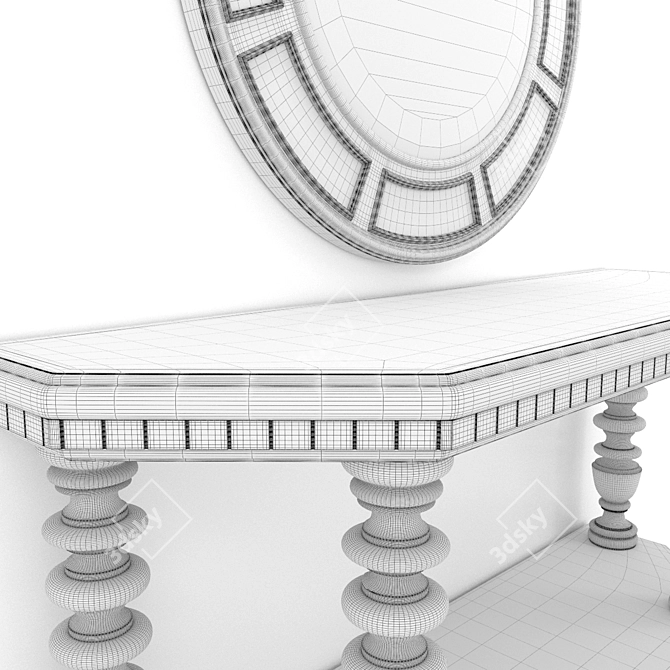 Lexington Mossel Bay Console Table + 2 Mirrors 3D model image 3