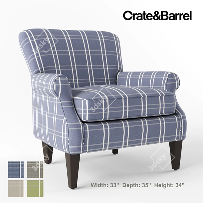 Elegant Elyse Accent Chair 3D model image 1