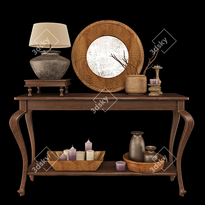 Elegant Decor Set: Console with Shelf 3D model image 1