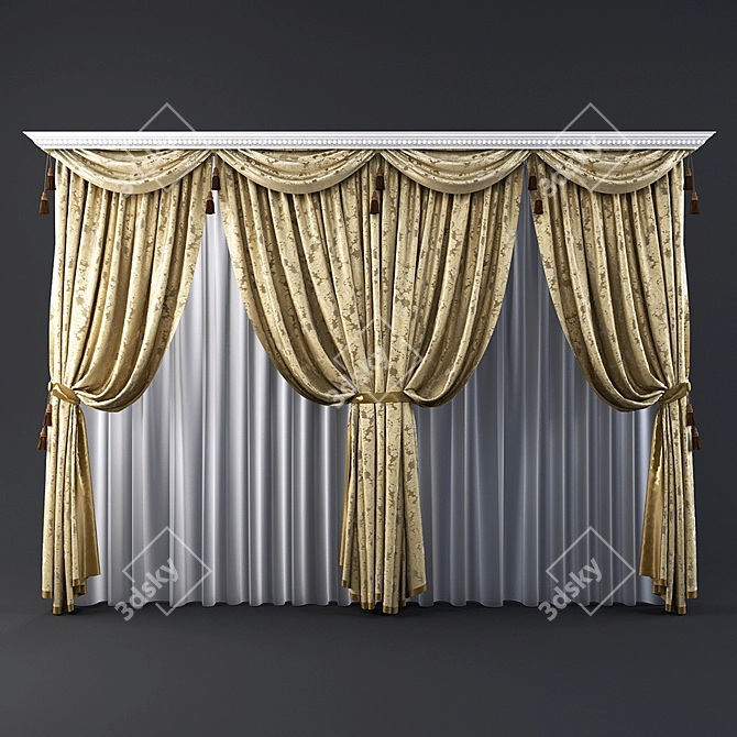 Large Window Curtain: Elegant and Functional 3D model image 1