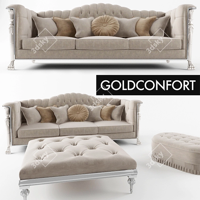 Luxury Gold Comfort Pillow 3D model image 1