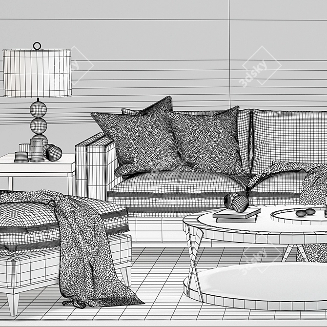 Hockney Deluxe Sofa: A Masterpiece 3D model image 2