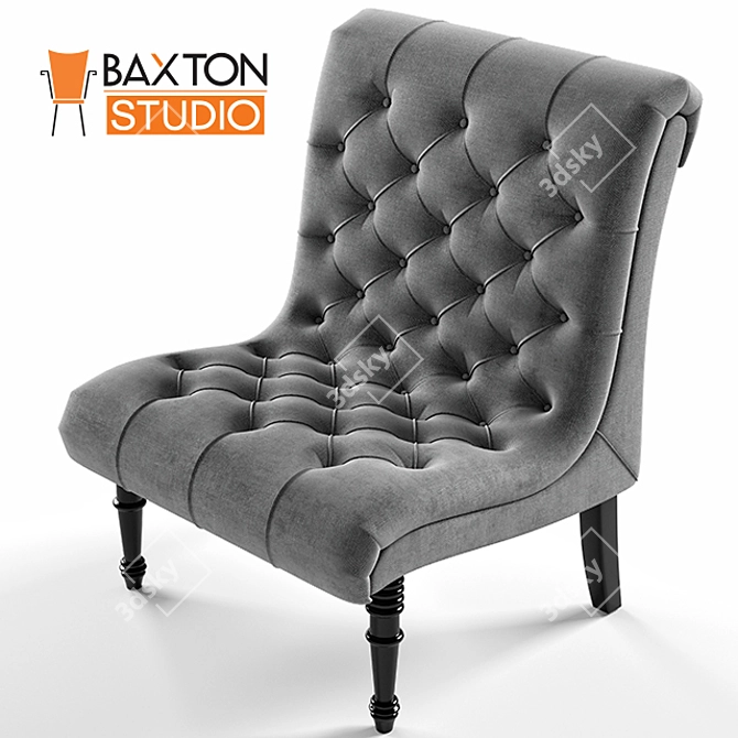 Elegant Gray Linen Lounge Chair 3D model image 1