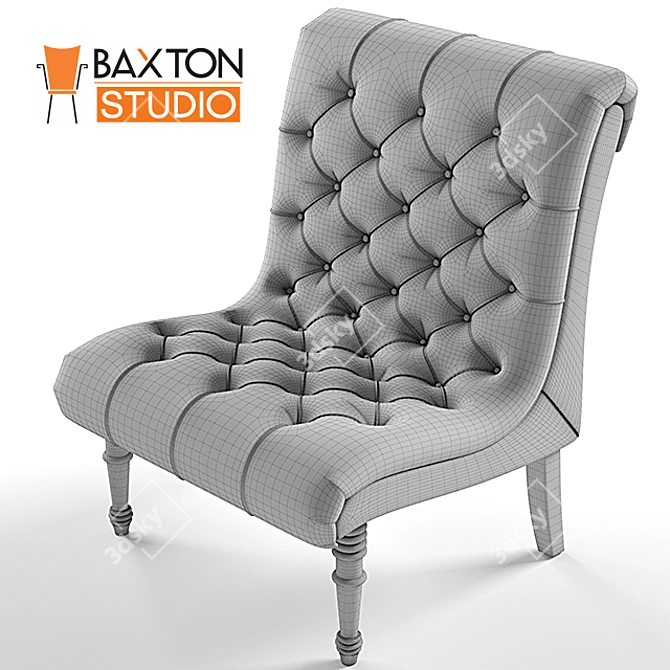 Elegant Gray Linen Lounge Chair 3D model image 2