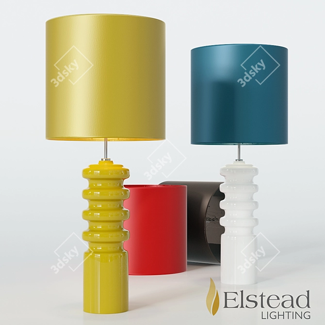 Modern Lime and White Ceramic Table Lamp 3D model image 1