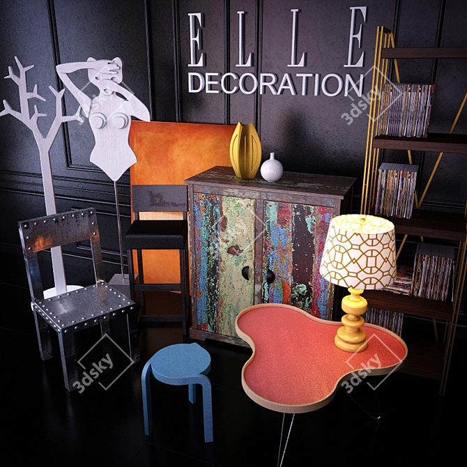 Chic Decor Set: 12 Stylish Pieces & Art 3D model image 2