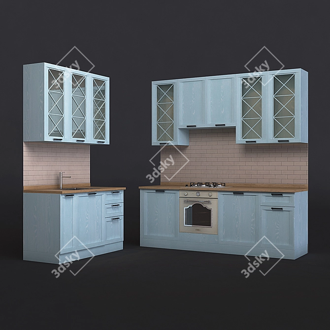 Elegant Portofino Kitchen Cabinets 3D model image 1