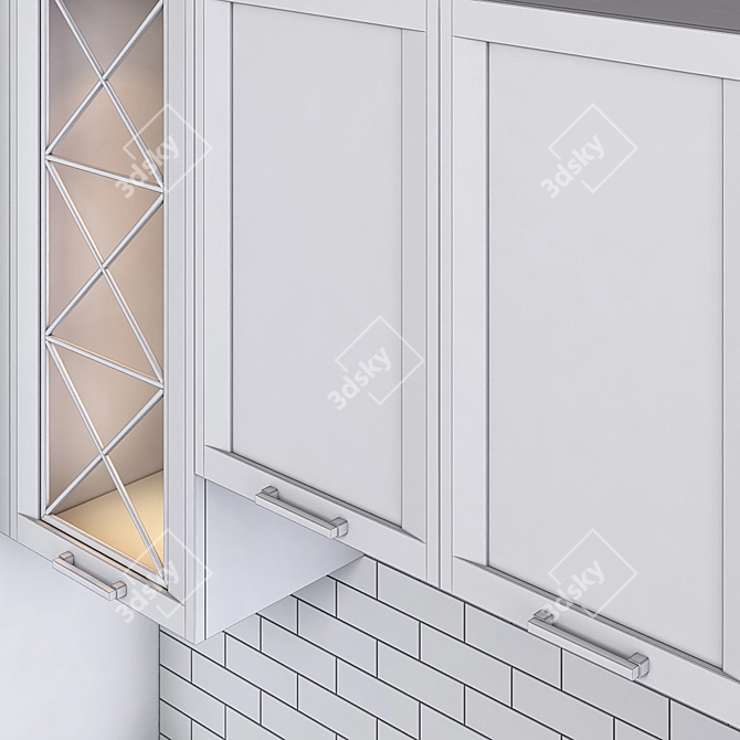 Elegant Portofino Kitchen Cabinets 3D model image 2