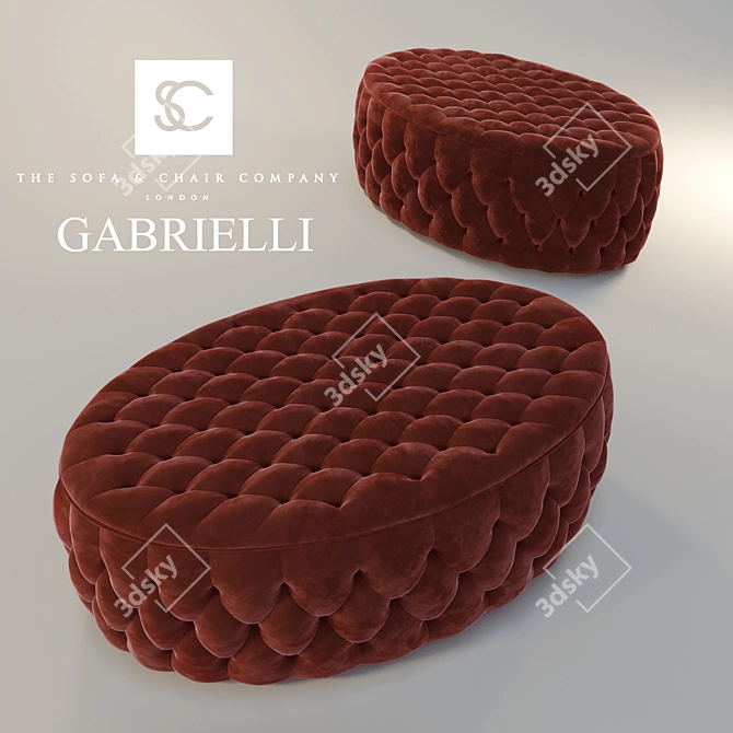 Luxurious Buttoned Oval Ottoman 3D model image 1
