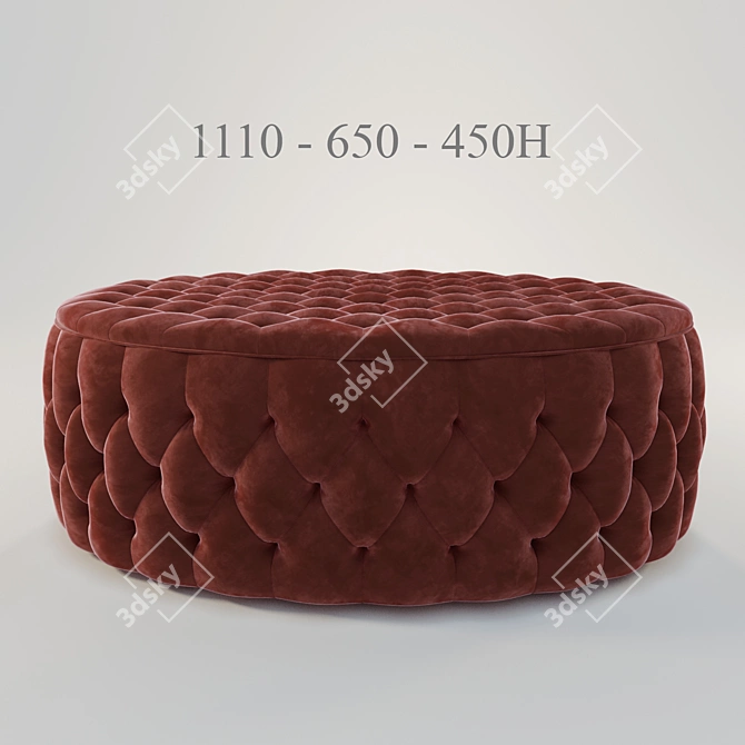 Luxurious Buttoned Oval Ottoman 3D model image 2