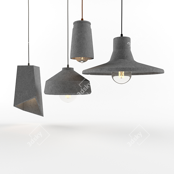 Concrete Hanger Set: Durable & Stylish 3D model image 1