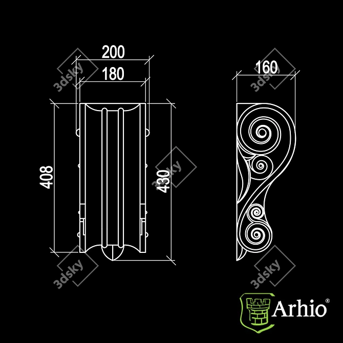 Arhio AKR43-1 Bracket: Superior Facade Element 3D model image 3