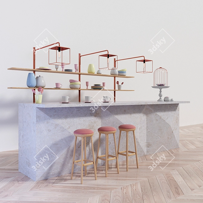 Sweet Delights Dessert Bar 3D model image 1