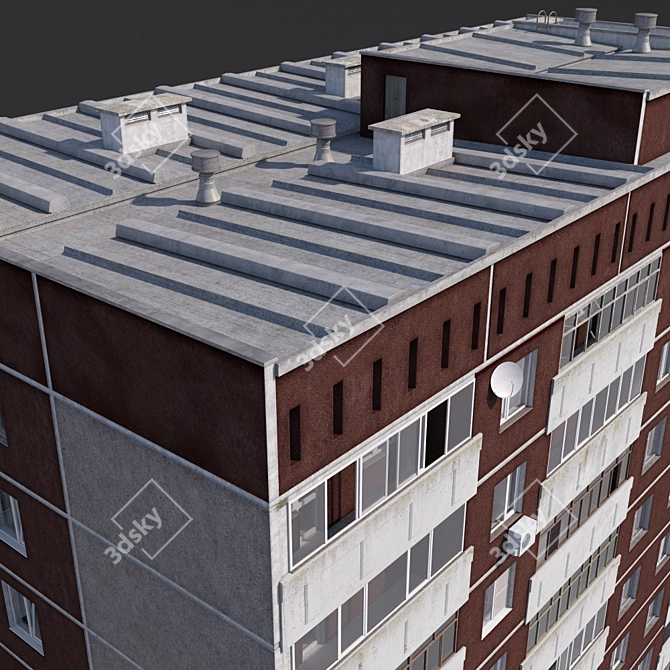 Versatile 16-Story Panel Building 3D model image 3