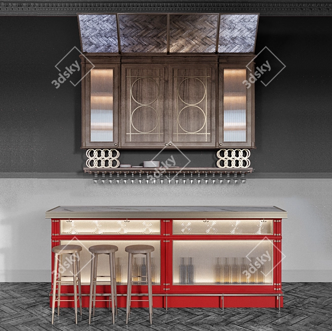 Elegant Barstand with Profiling Glass 3D model image 1